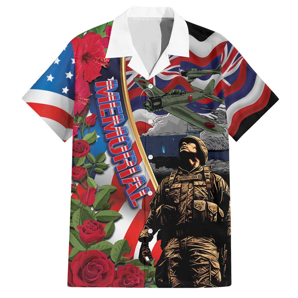 Hawaii and United States Memorial Day Hawaiian Shirt Honor and Remember The Fallen LT03 Blue - Polynesian Pride