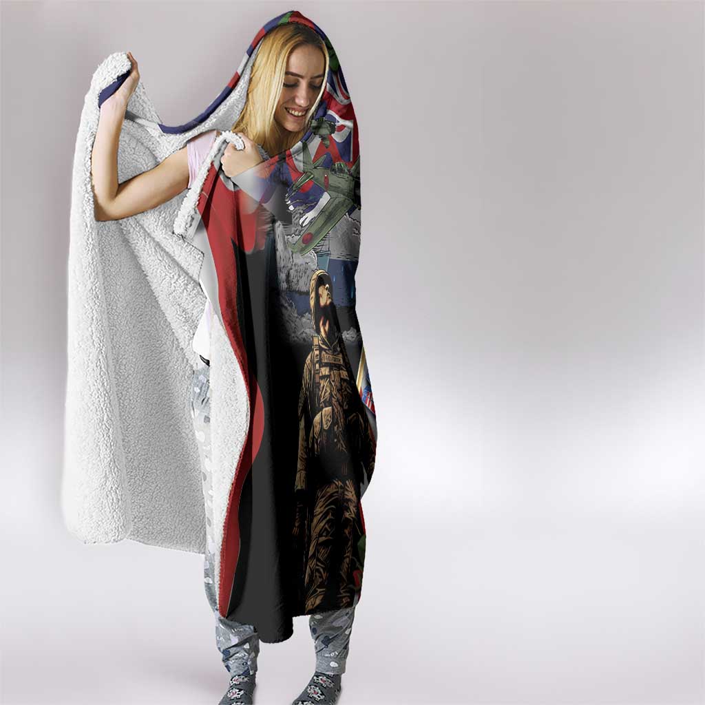 Hawaii and United States Memorial Day Hooded Blanket Honor and Remember The Fallen LT03 - Polynesian Pride