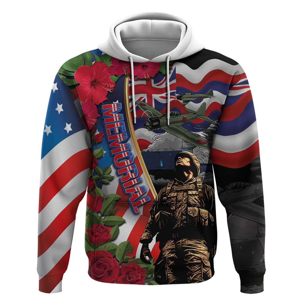 Hawaii and United States Memorial Day Hoodie Honor and Remember The Fallen