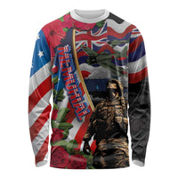 Hawaii and United States Memorial Day Long Sleeve Shirt Honor and Remember The Fallen LT03 Unisex Blue - Polynesian Pride