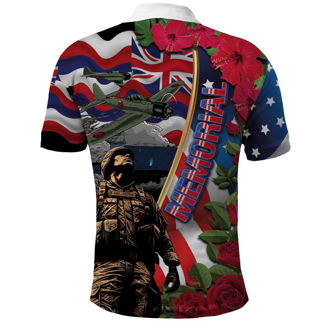 Hawaii and United States Memorial Day Polo Shirt Honor and Remember The Fallen