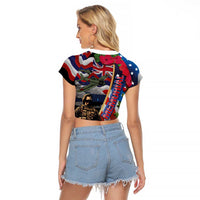 Hawaii and United States Memorial Day Raglan Cropped T Shirt Honor and Remember The Fallen LT03 - Polynesian Pride