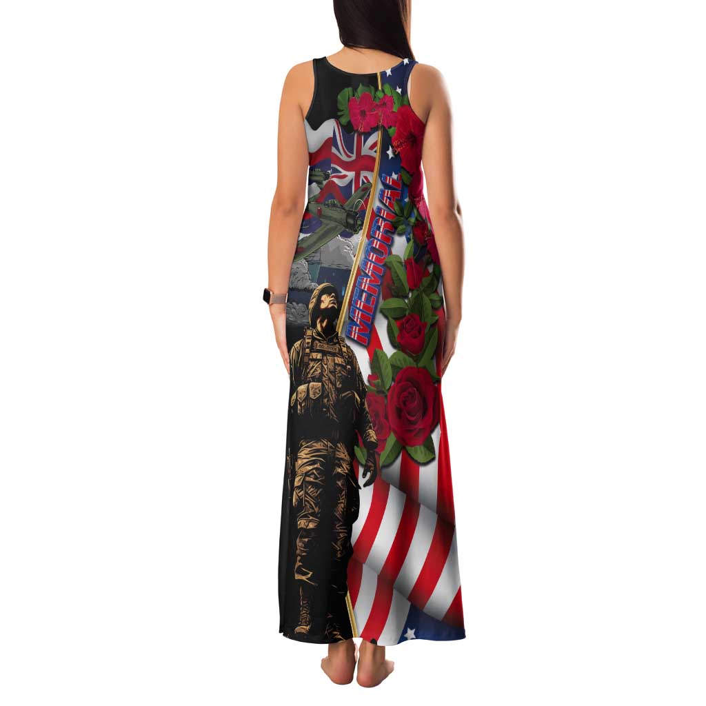 Hawaii and United States Memorial Day Tank Maxi Dress Honor and Remember The Fallen LT03 - Polynesian Pride
