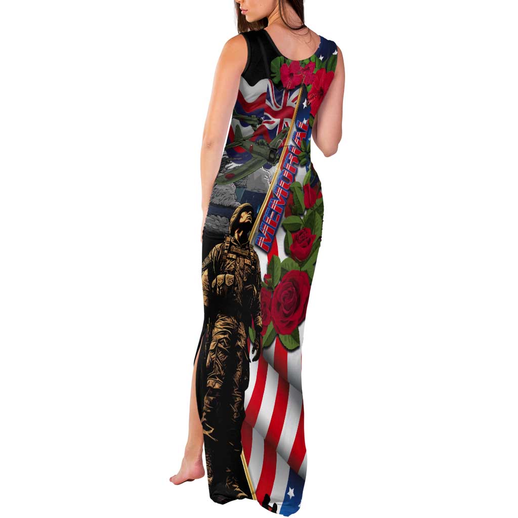 Hawaii and United States Memorial Day Tank Maxi Dress Honor and Remember The Fallen LT03 - Polynesian Pride