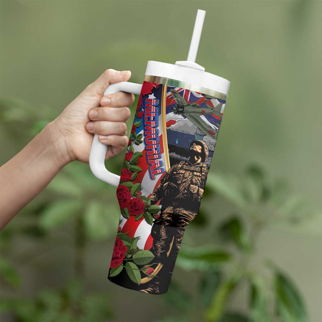 Hawaii and United States Memorial Day Tumbler With Handle -Honor and Remember The Fallen LT03 - Polynesian Pride