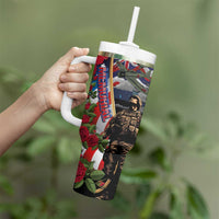 Hawaii and United States Memorial Day Tumbler With Handle -Honor and Remember The Fallen LT03 - Polynesian Pride