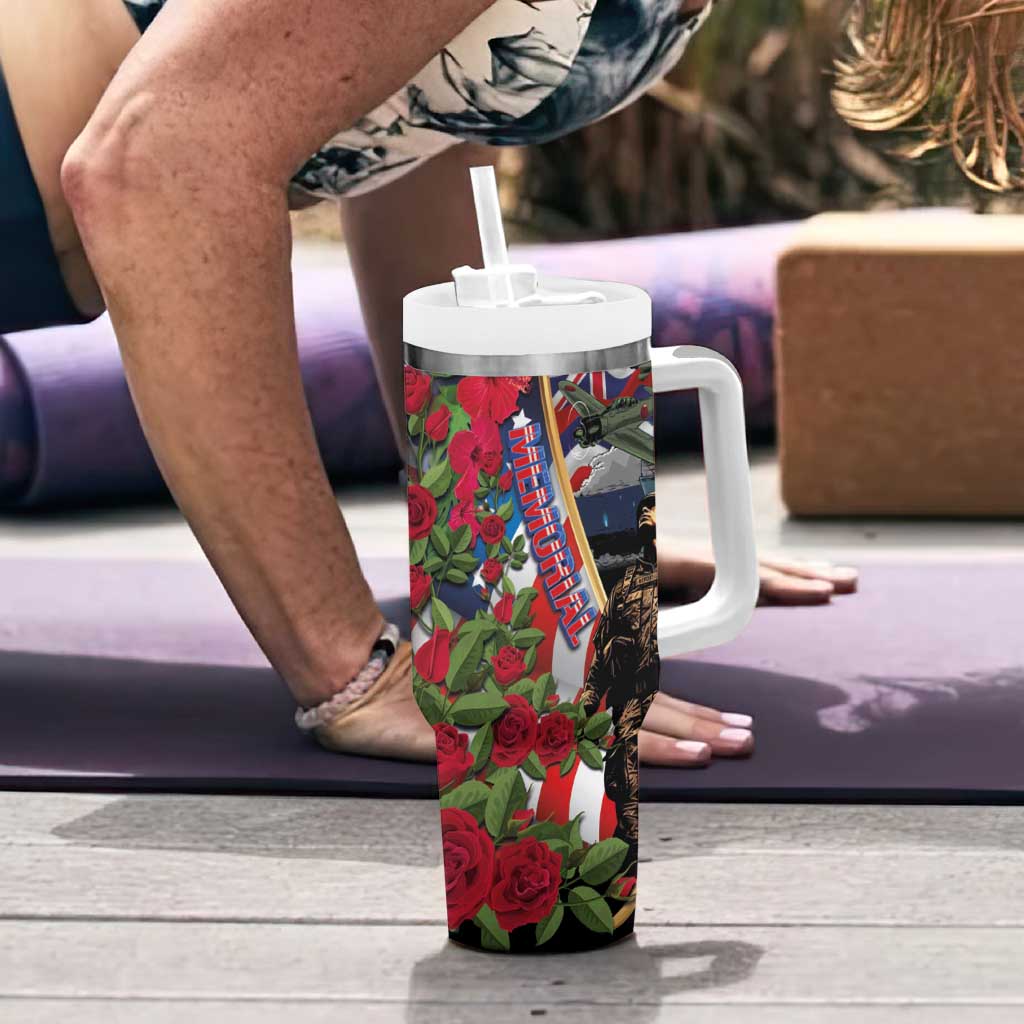 Hawaii and United States Memorial Day Tumbler With Handle -Honor and Remember The Fallen LT03 - Polynesian Pride