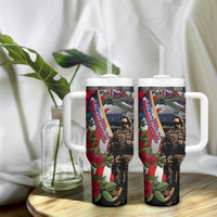 Hawaii and United States Memorial Day Tumbler With Handle -Honor and Remember The Fallen LT03 - Polynesian Pride