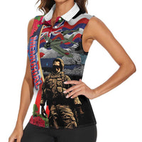 Hawaii and United States Memorial Day Women Sleeveless Polo Shirt Honor and Remember The Fallen