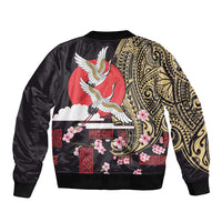 Japanese Culture and Hawaiian Tribal Bomber Jacket Sakura Blossom Tapa Pattern LT03 - Polynesian Pride