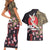 Japanese Culture and Hawaiian Tribal Couples Matching Short Sleeve Bodycon Dress and Hawaiian Shirt Sakura Blossom Tapa Pattern