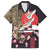 Japanese Culture and Hawaiian Tribal Family Matching Long Sleeve Bodycon Dress and Hawaiian Shirt Sakura Blossom Tapa Pattern