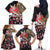 Japanese Culture and Hawaiian Tribal Family Matching Off The Shoulder Long Sleeve Dress and Hawaiian Shirt Sakura Blossom Tapa Pattern