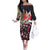 Japanese Culture and Hawaiian Tribal Family Matching Off The Shoulder Long Sleeve Dress and Hawaiian Shirt Sakura Blossom Tapa Pattern