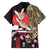 Japanese Culture and Hawaiian Tribal Family Matching Off Shoulder Maxi Dress and Hawaiian Shirt Sakura Blossom Tapa Pattern