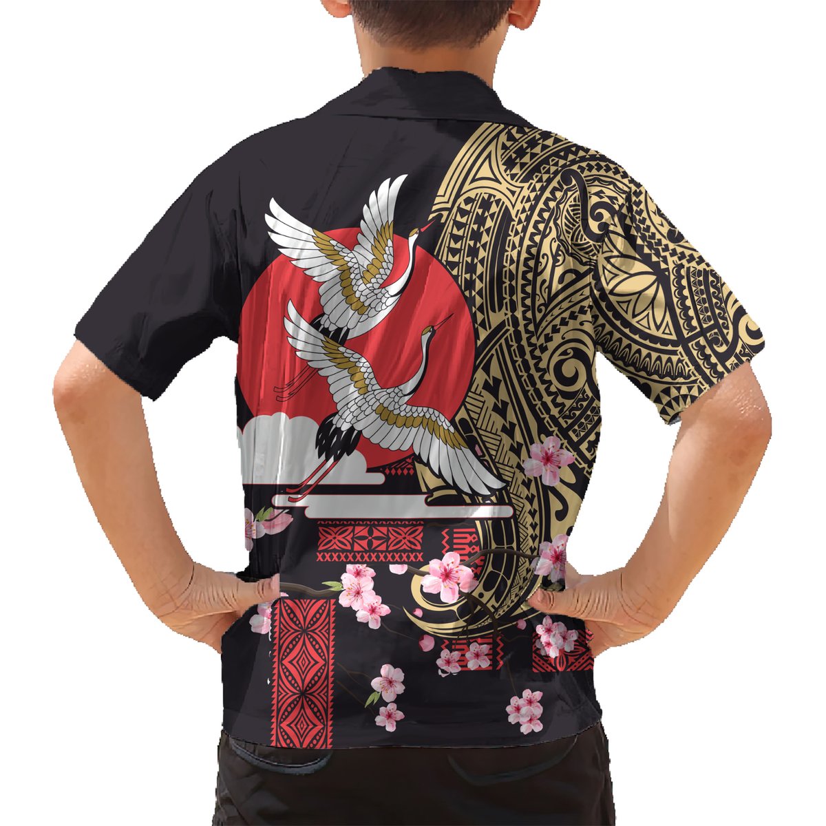 Japanese Culture and Hawaiian Tribal Hawaiian Shirt Sakura Blossom Tapa Pattern LT03 - Polynesian Pride