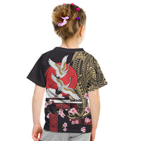 Japanese Culture and Hawaiian Tribal Kid T Shirt Sakura Blossom Tapa Pattern
