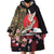 Japanese Culture and Hawaiian Tribal Wearable Blanket Hoodie Sakura Blossom Tapa Pattern