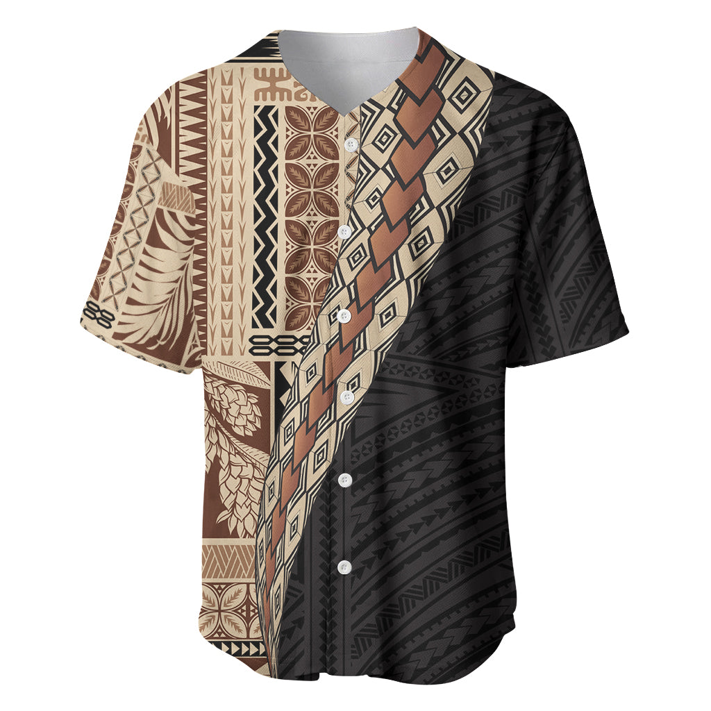 Samoa Siapo Motif Half Style Baseball Jersey Brown Version