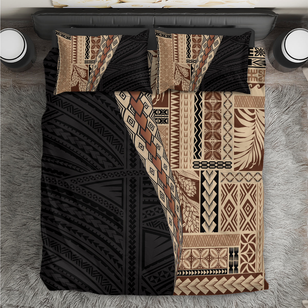 Samoa Siapo Motif Half Style Bedding Set Brown Version