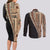 Samoa Siapo Motif Half Style Couples Matching Long Sleeve Bodycon Dress and Long Sleeve Button Shirt Brown Version