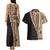 Samoa Siapo Motif Half Style Couples Matching Tank Maxi Dress and Hawaiian Shirt Brown Version