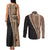 Samoa Siapo Motif Half Style Couples Matching Tank Maxi Dress and Long Sleeve Button Shirt Brown Version