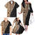 Samoa Siapo Motif Half Style Family Matching Off The Shoulder Long Sleeve Dress and Hawaiian Shirt Brown Version