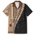 Samoa Siapo Motif Half Style Family Matching Off The Shoulder Long Sleeve Dress and Hawaiian Shirt Brown Version