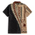 Samoa Siapo Motif Half Style Family Matching Off The Shoulder Long Sleeve Dress and Hawaiian Shirt Brown Version