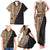 Samoa Siapo Motif Half Style Family Matching Tank Maxi Dress and Hawaiian Shirt Brown Version