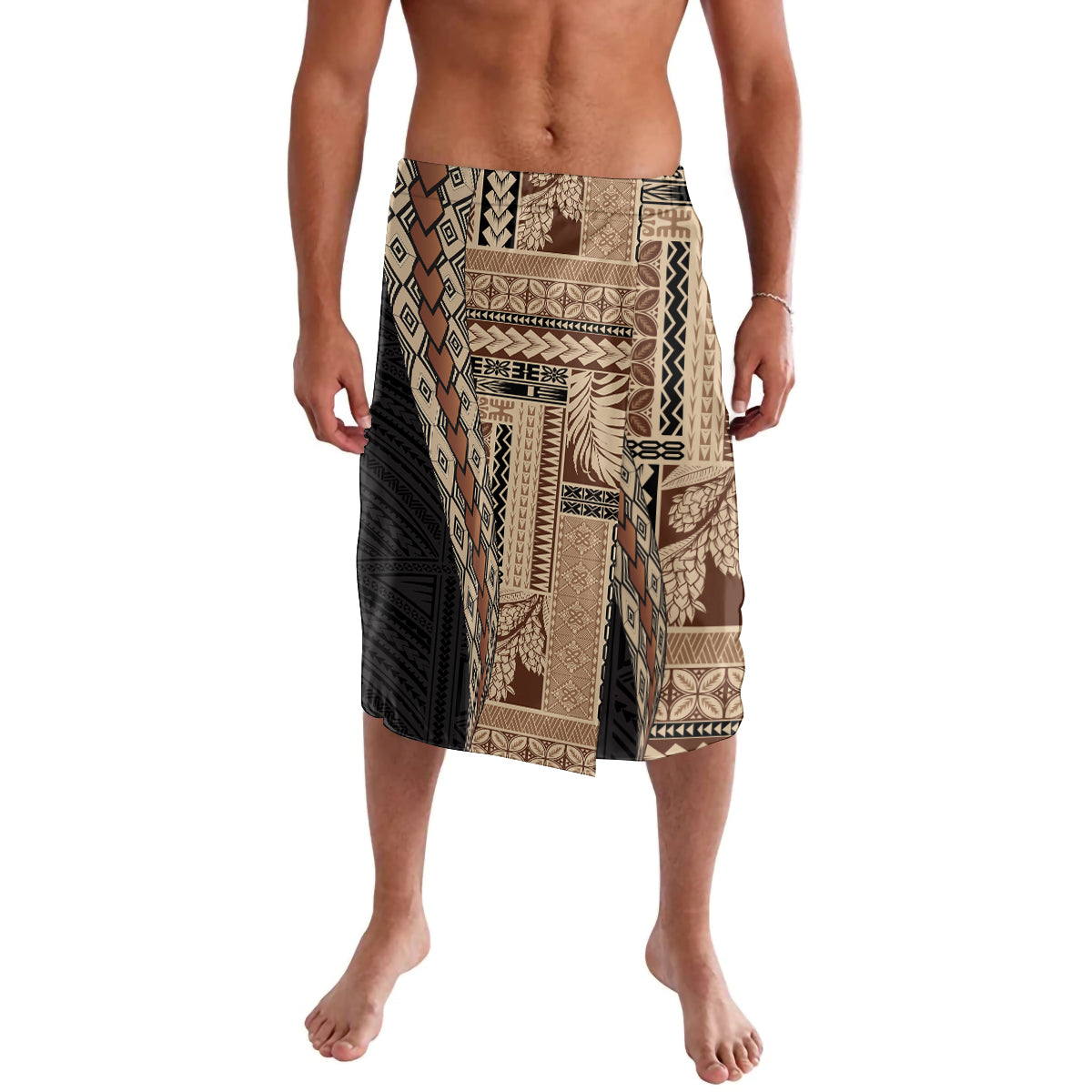 Samoa Siapo Motif Half Style Lavalava Brown Version