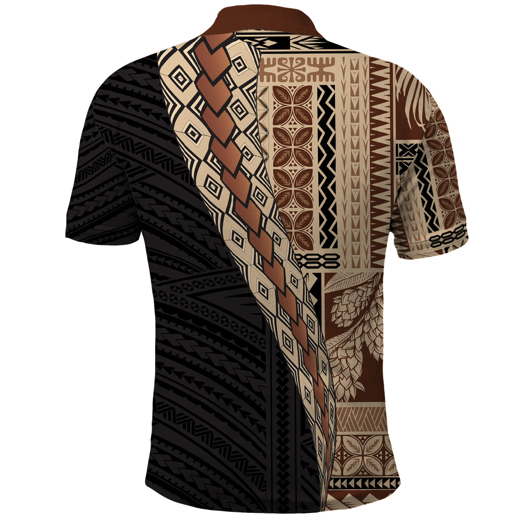 Samoa Siapo Motif Half Style Polo Shirt Brown Version