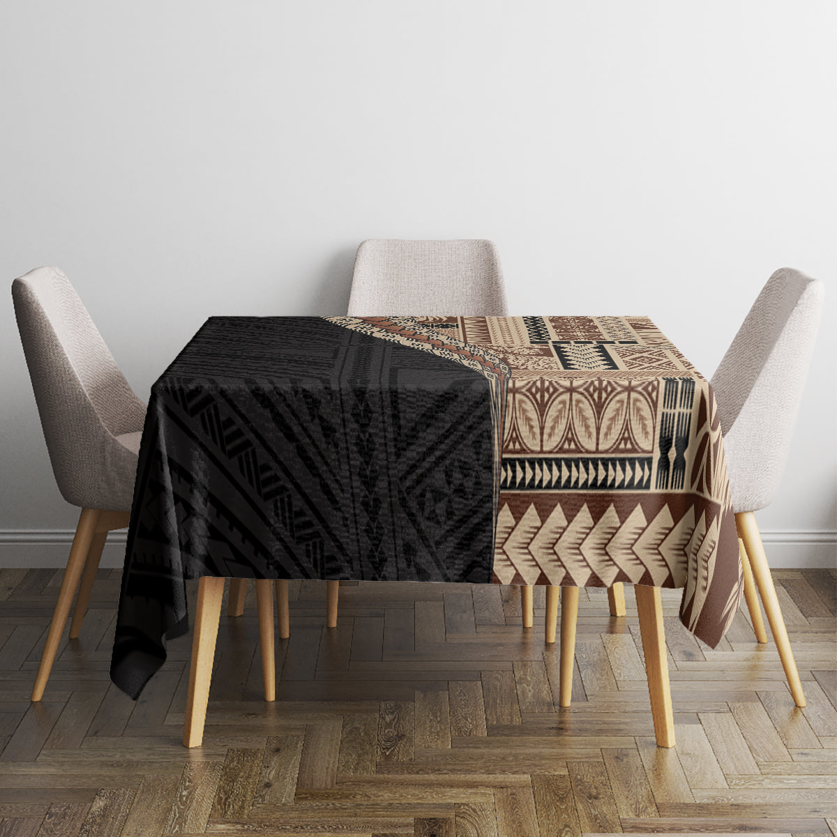 Samoa Siapo Motif Half Style Tablecloth Brown Version