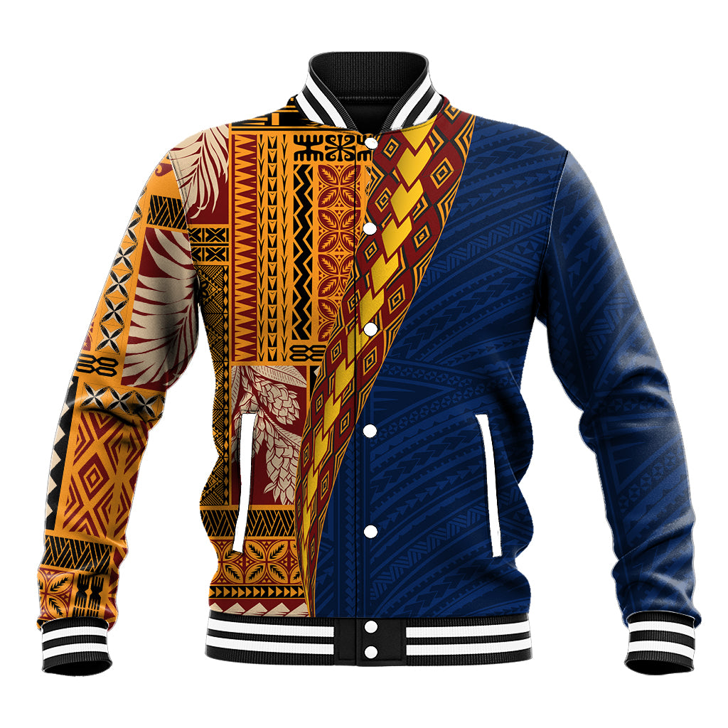 Samoa Siapo Motif Half Style Baseball Jacket Colorful Version