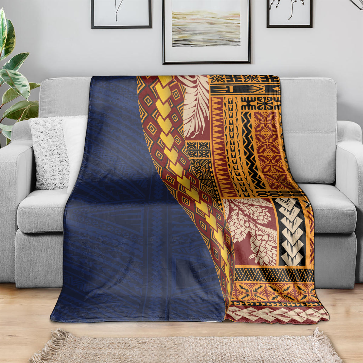 Samoa Siapo Motif Half Style Blanket Colorful Version