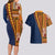 Samoa Siapo Motif Half Style Couples Matching Long Sleeve Bodycon Dress and Hawaiian Shirt Colorful Version