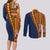 Samoa Siapo Motif Half Style Couples Matching Long Sleeve Bodycon Dress and Long Sleeve Button Shirt Colorful Version