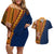 Samoa Siapo Motif Half Style Couples Matching Off Shoulder Short Dress and Hawaiian Shirt Colorful Version