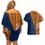 Samoa Siapo Motif Half Style Couples Matching Off Shoulder Short Dress and Hawaiian Shirt Colorful Version