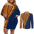 Samoa Siapo Motif Half Style Couples Matching Off Shoulder Short Dress and Long Sleeve Button Shirt Colorful Version