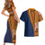 Samoa Siapo Motif Half Style Couples Matching Short Sleeve Bodycon Dress and Hawaiian Shirt Colorful Version