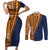 Samoa Siapo Motif Half Style Couples Matching Short Sleeve Bodycon Dress and Long Sleeve Button Shirt Colorful Version