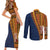 Samoa Siapo Motif Half Style Couples Matching Short Sleeve Bodycon Dress and Long Sleeve Button Shirt Colorful Version