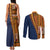 Samoa Siapo Motif Half Style Couples Matching Tank Maxi Dress and Long Sleeve Button Shirt Colorful Version