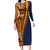 Samoa Siapo Motif Half Style Family Matching Long Sleeve Bodycon Dress and Hawaiian Shirt Colorful Version