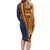 Samoa Siapo Motif Half Style Family Matching Long Sleeve Bodycon Dress and Hawaiian Shirt Colorful Version