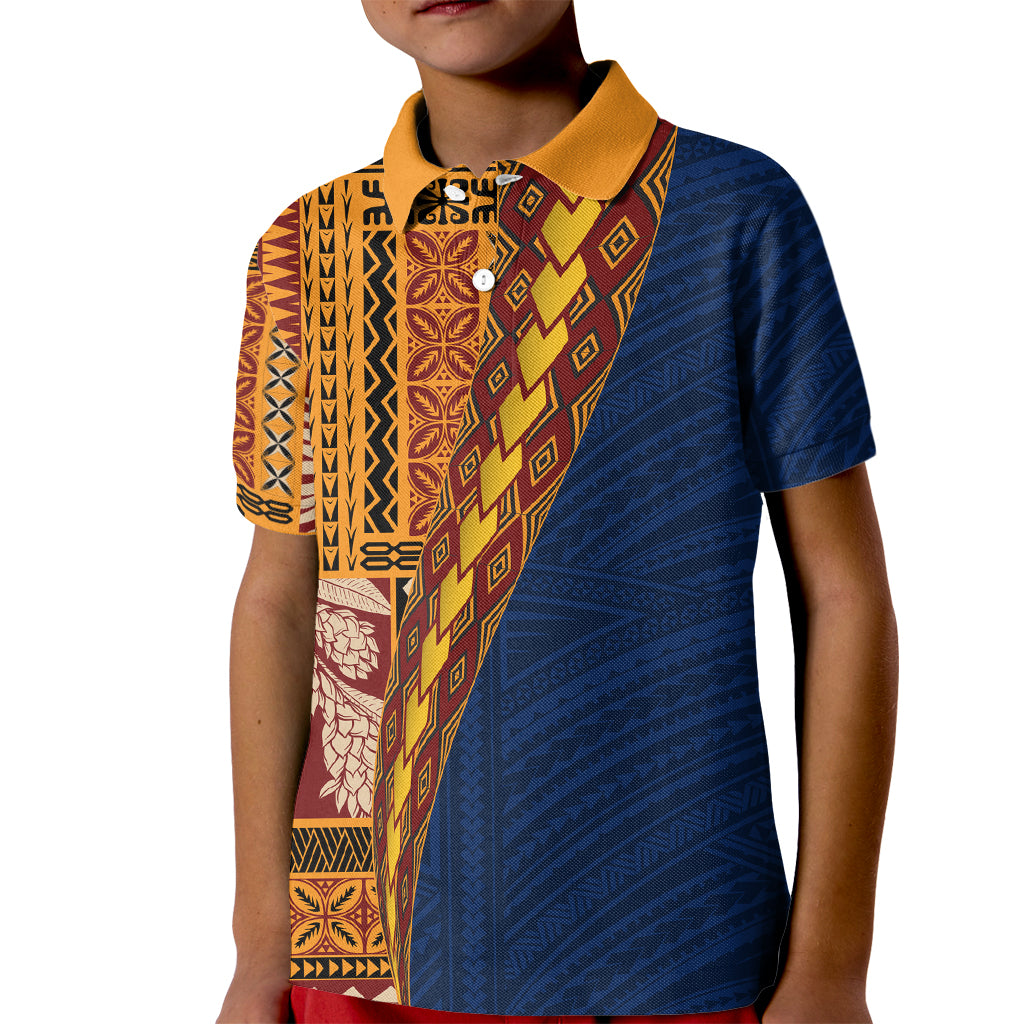 Samoa Siapo Motif Half Style Kid Polo Shirt Colorful Version