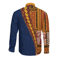 Samoa Siapo Motif Half Style Long Sleeve Button Shirt Colorful Version