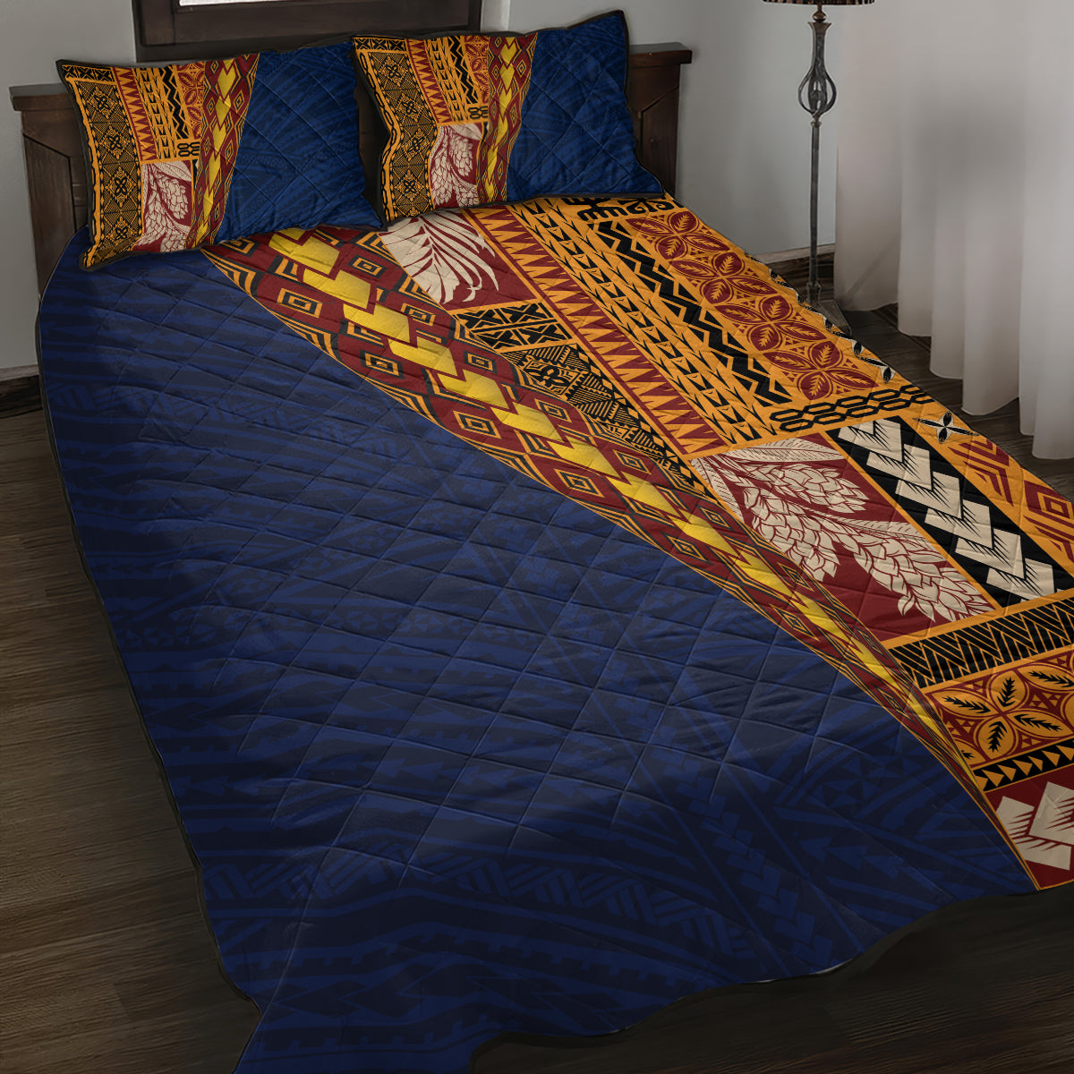 Samoa Siapo Motif Half Style Quilt Bed Set Colorful Version